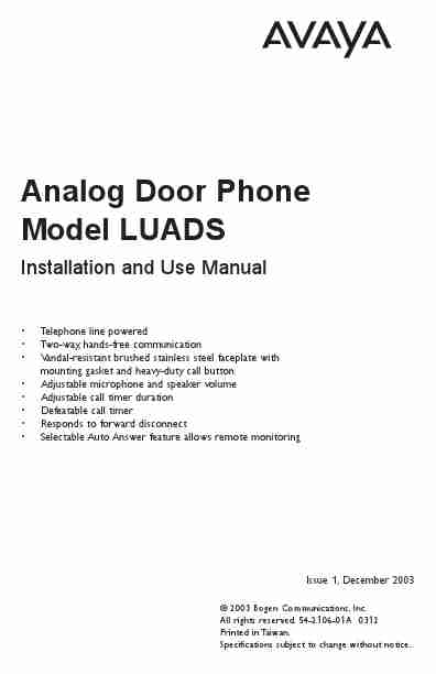 Avaya Intercom System Analog Door Phone-page_pdf